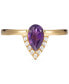 2-Pc. Set Garnet (5/8 ct. t.w.) & White Topaz (1/20 ct. t.w.) V Halo Ring & Fitted Band in Gold-Plated Sterling Silver (Also in Amethyst)