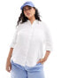 Фото #1 товара Mango curve linen shirt in white