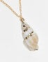 ASOS DESIGN 2 pack necklace set with faux shell and pendant in gold tone