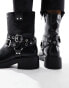 Bershka buckle detail ankle length boots in black