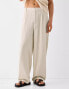 Фото #1 товара Bershka tailored wide leg linen trouser in sand