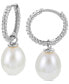 ფოტო #1 პროდუქტის Cultured Freshwater Pearl (8-9mm) Dangle Hoop Earrings in Sterling Silver