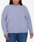 Plus Size Classic Chenille Diamond Stitch Turtleneck Sweater Сиреневый, 2X - фото #7