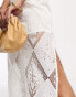 ASOS DESIGN mixed lace cutwork bandau midaxi dress in white