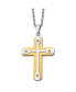 Chisel brushed Yellow IP-plated Cross Pendant Box Chain Necklace