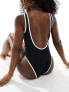 Фото #3 товара ASOS DESIGN contrast binding scoop neck swimsuit in black