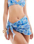 Vila lettuce edge wrap mini sarong skirt co-ord in blue floral print