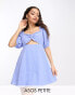 Фото #2 товара ASOS DESIGN Petite knot front mini dress in check dobby in blue