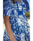 ფოტო #3 პროდუქტის Blue Printmaking Square-Neck Cotton Midi Dress