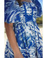 Blue Printmaking Square-Neck Cotton Midi Dress