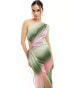 Style Cheat one shoulder satin midaxi dress in ombre effect