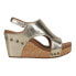 Фото #1 товара Corkys Tiffanee Studded Metallic Wedge Womens Gold Casual Sandals 41-0266-GOLD