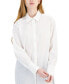 ფოტო #3 პროდუქტის Women's Cotton Chevron Textured Tunic Shirt