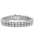 ფოტო #1 პროდუქტის Men's Cubic Zirconia Double Row Tennis Bracelet in Black Ion-Plated Stainless Steel