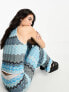 Фото #4 товара Only high neck vest top co-ord in blue glitter chevron print