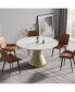 Фото #3 товара 53.15" Modern Artificial Stone Round White Carbon Steel Base Dining Table-Can Accommodate 6 People