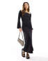 ASOS DESIGN square neck angel sleeve maxi dress in black