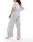 ASOS DESIGN Curve Exclusive super soft tee & trouser pyjama set in grey marl with lace trim