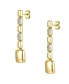 ფოტო #2 პროდუქტის 14k Gold Plated Sterling Silver with Cubic Zirconia Rectangle Link Linear Dangle Earrings