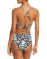 Aqua Swim 299225 Women Animal Print High Waist Bikini Bottom Size M