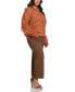 Фото #4 товара Plus Size Fringe Trim Long Sleeve Polo Sweater