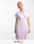 Фото #2 товара Closet London Petite wrap front pleated mini dress in lavender