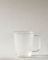 Borosilicate glass mug with lines