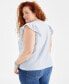 Фото #2 товара Plus Size Flutter-Sleeve V-Neck Top, Created for Macy's