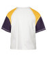 ფოტო #3 პროდუქტის Women's Cream Distressed Los Angeles Lakers Premier Raglan Cropped T-shirt