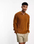 Фото #6 товара ASOS DESIGN lightweight oversized rib jumper with notch neck in brown