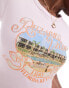 Reclaimed Vintage baby t shirt with holiday print and diamante in pink