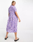 Фото #4 товара Monki midi shirt dress in lilac floral