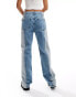 Фото #2 товара Mango mixed denim straight leg jeans in blue