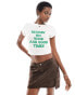 Фото #1 товара ASOS DESIGN rib baby tee with wine and good time slogan graphic in cream