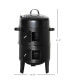 Vertical Charcoal BBQ Smoker, 3-in-1 16" Round Charcoal Barbecue Grill with 2 Cooking Area, and Thermometer for Outdoor Camping Picnic Backyard Cooking, Black