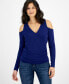 Фото #1 товара I.N.C International Concepts Women's Cold-Shoulder V-Neck Top, Created for Macy's