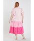 ფოტო #3 პროდუქტის Women's Plus size Colorblock Scallop Dress