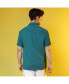 ფოტო #6 პროდუქტის Men's Teal Green Self-Design Creased Striped Shirt