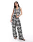 Фото #3 товара ONLY tile print tie waistcoat co-ord in black and white