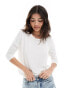 Фото #1 товара ONLY wide neck 3/4 sleeve top in white