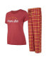 Women's Maroon, Gold Arizona State Sun Devils Arctic T-shirt and Flannel Pants Sleep Set