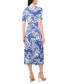 Фото #2 товара Women's Printed Three-Ring-Neck Short-Sleeve Midi Dress