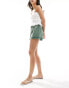 Pull&Bear linen look crinkle texture short in washed green