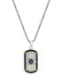 ფოტო #1 პროდუქტის Multicolor Cubic Zirconia Evil Eye Dog Tag 24" Pendant Necklace in Sterling Silver and Black- & Gold-Tone Ion-Plate