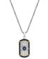 Multicolor Cubic Zirconia Evil Eye Dog Tag 24" Pendant Necklace in Sterling Silver and Black- & Gold-Tone Ion-Plate