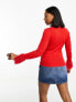 Фото #7 товара Wednesday's Girl fitted rib jumper with fluffy cuffs in red