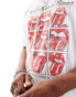 ASOS DESIGN unisex oversized license t-shirt in white with The Rolling Stones graphic print