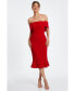 ფოტო #1 პროდუქტის Women's Bardot Midi Dress With Frilled Hem