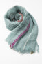 Striped linen blend scarf