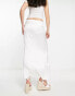 NA-KD x Chloe Schuterman seam detail satin maxi skirt in white